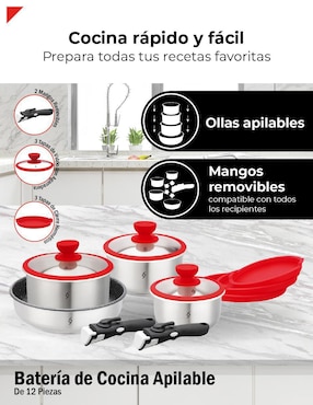 Batería de cocina Bogner de acero inoxidable antiadherente titanio 12 piezas