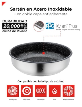 Batería de cocina Bogner de acero inoxidable antiadherente titanio 12 piezas