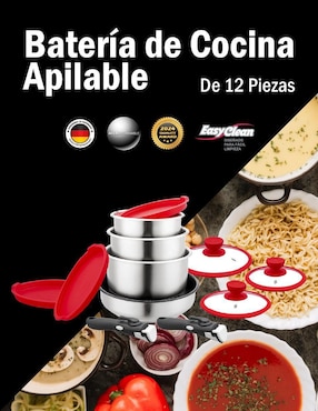 Batería de cocina Bogner de acero inoxidable antiadherente titanio 12 piezas