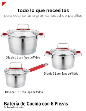 Batería de cocina Bogner de acero inoxidable 6 piezas