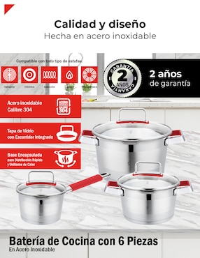 Batería de cocina Bogner de acero inoxidable 6 piezas