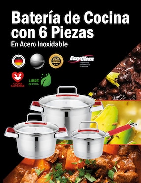 Batería de cocina Bogner de acero inoxidable 6 piezas