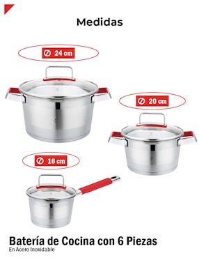 Batería de cocina Bogner de acero inoxidable 6 piezas