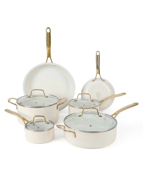 Batería de cocina Martha Stewar Lockton de aluminio esmaltado antiadherente cerámica 10 piezas