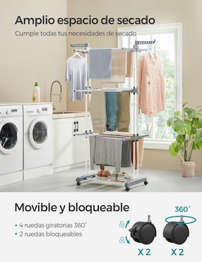Tendedero plegable Songmics de acero con plástico