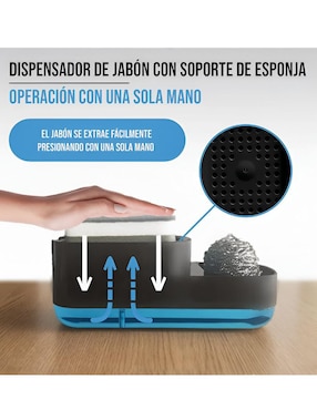 Dosificador jabón con portaesponjas Xtellar de plástico