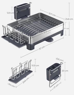 Escurridor de trastes Songmics Paxton de acero inoxidable