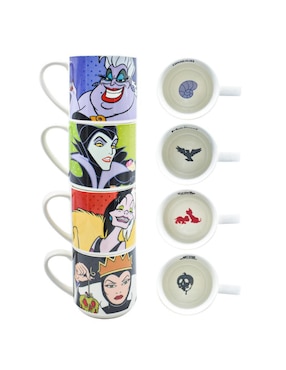 Set de tazas de colección Fun Kids Disney Villanos 4 piezas