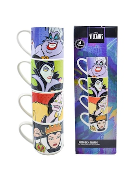 Set de tazas de colección Fun Kids Disney Villanos 4 piezas