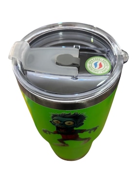 Termo Macarena de acero inoxidable Zombie Macareno con tapa push pull 887 ml