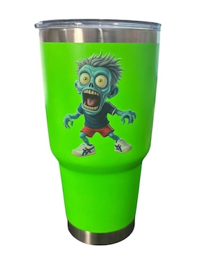 Termo Macarena de acero inoxidable Zombie Macareno con tapa push pull 887 ml