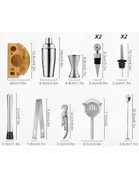 Set bar Xtellar de acero inoxidable