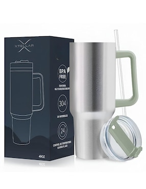 Termo Xtellar de acero inoxidable con tapa push pull 1.1 L
