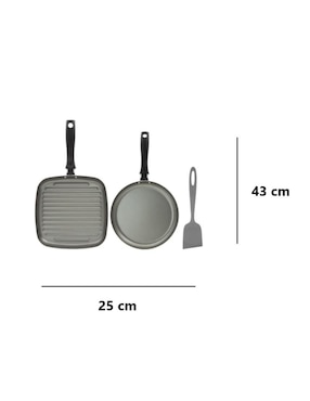 Set de sartenes Tramontina de aluminio 3 piezas