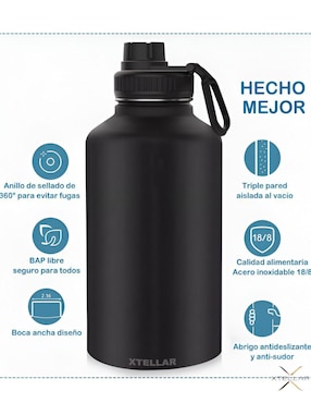 Termo Xtellar de acero inoxidable xtllar123 con tapa de rosca 1.9 L