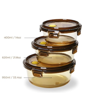 Set contenedores Xtellar de vidrio 3 piezas