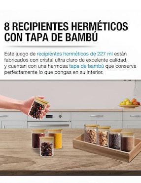 Set contenedores Xtellar de vidrio 8 piezas