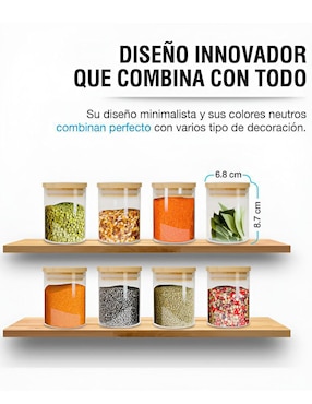 Set contenedores Xtellar de vidrio 8 piezas
