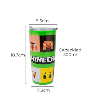 Termo doble pared Fun Kids de acero inoxidable Mojang con tapa a presión 500 ml