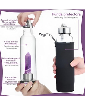 Botella de agua Xtellar de vidrio con tapa rosca 560 ml