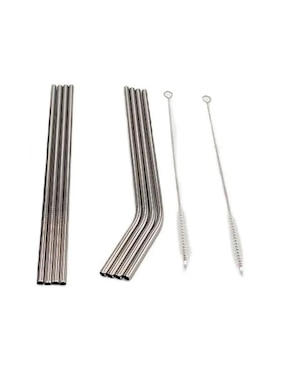Set popote con limpiador Güish de acero inoxidable con 8 piezas