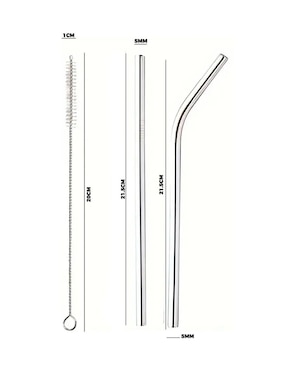 Set popote con limpiador Güish de acero inoxidable con 8 piezas