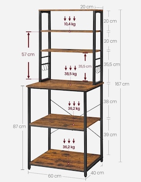 Estante de madera con metal Songmics Home MKKS024B01