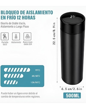 Termo Xtellar de acero inoxidable con tapa rosca 500 ml