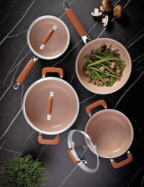 Batería de cocina Tramontina Romagna de acero inoxidable antiadherente cerámica 7 piezas