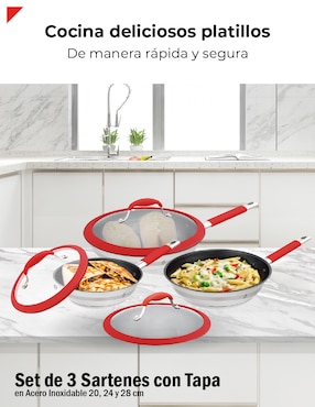 Set de sartenes con tapa Bogner de acero inoxidable 6 piezas