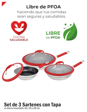 Set de sartenes con tapa Bogner de acero inoxidable 6 piezas