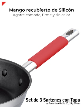 Set de sartenes con tapa Bogner de acero inoxidable 6 piezas