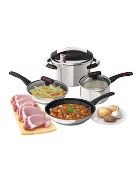 Batería de cocina Bogner de acero inoxidable antiadherente titanio 9 piezas