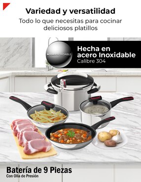 Batería de cocina Bogner de acero inoxidable antiadherente titanio 9 piezas