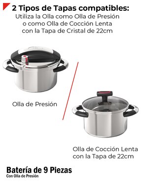 Batería de cocina Bogner de acero inoxidable antiadherente titanio 9 piezas