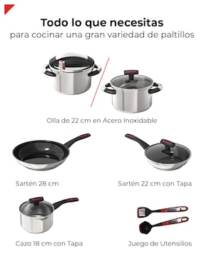 Batería de cocina Bogner de acero inoxidable antiadherente titanio 9 piezas