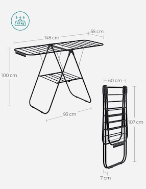 Tendedero plegable Songmics Home de acero con plástico