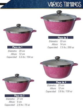 Batería de cocina Rd Royal Cook de aluminio fundido antiadherente minerales naturales 10 piezas