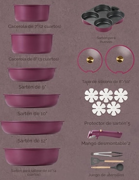 Batería de cocina Carote de aluminio antiadherente cerámica 19 piezas