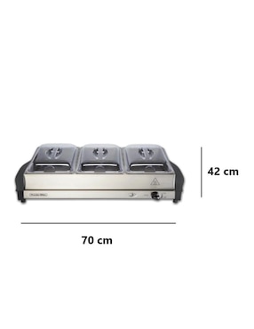Chafer Bufetera de acero inoxidable Proctor Silex 3 compartimentos