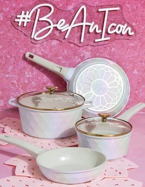 Batería de cocina Paris Hilton de aluminio fundido antiadherente cerámica 10 piezas