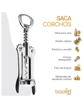 Sacacorchos de alas Bazzeff de acero inoxidable