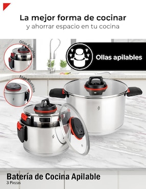 Batería de cocina Bogner de acero inoxidable 6 piezas