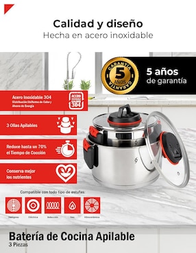 Batería de cocina Bogner de acero inoxidable 6 piezas