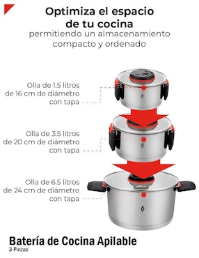 Batería de cocina Bogner de acero inoxidable 6 piezas