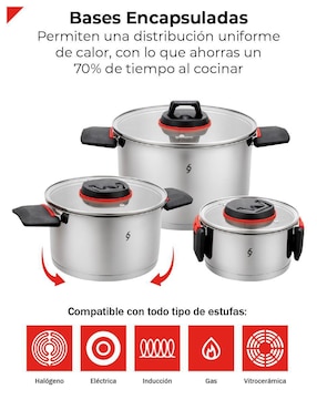 Batería de cocina Bogner de acero inoxidable 6 piezas