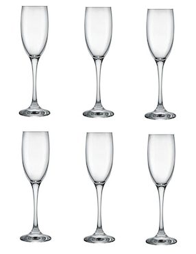 Set de copas para champán Xtellar de cristal 6 piezas