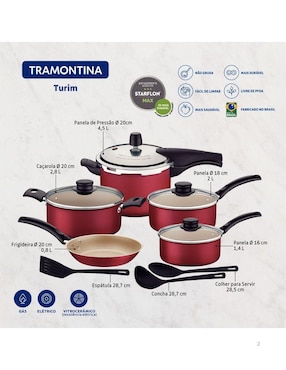 Batería de cocina Tramontina de aluminio antiadherente starflon max 11 piezas