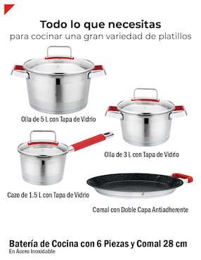 Batería de cocina Bogner de acero inoxidable 7 piezas