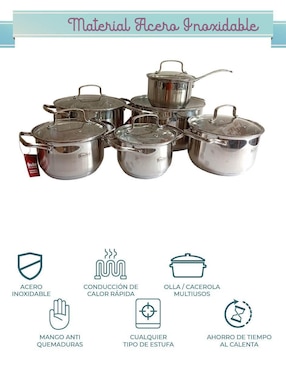 Batería de cocina Rd Royal Cook de acero inoxidable 12 piezas